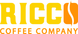 Ricco Coffee Company full-color logo with bold yellow text and orange bean icon
